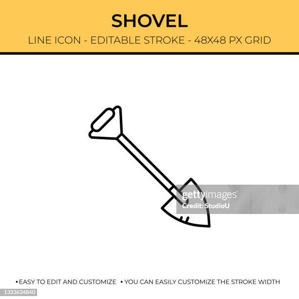 shovel line icon design - hammer logo stock illustrations