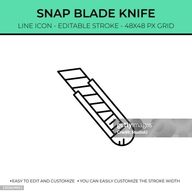 snap blade knife line icon design - single use plastic stock illustrations