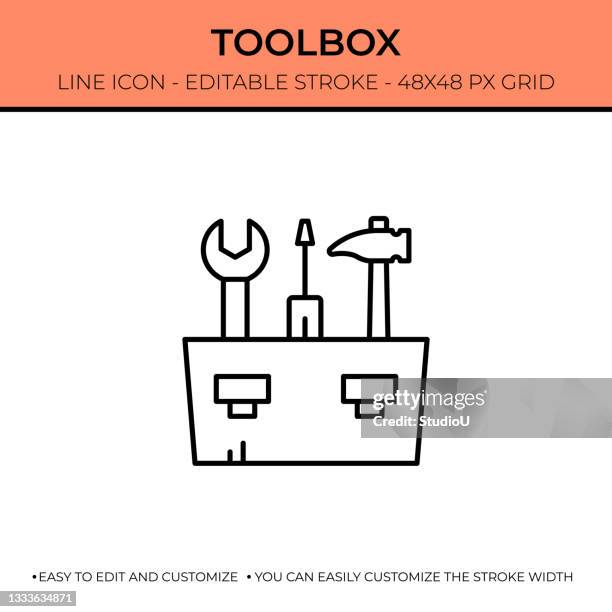 stockillustraties, clipart, cartoons en iconen met toolbox line icon design - gereedschap