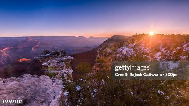 scenic view of mountains against sky during sunset - mather point stock pictures, royalty-free photos & images