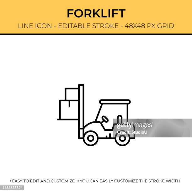 forklift line icon design - forklift loading stock illustrations