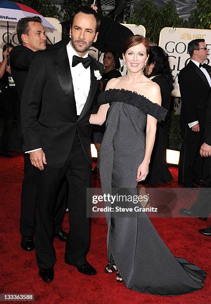 Designer Tom Ford and actress Julianne Moore attends the 67th Annual Golden Globes Awards at The Beverly Hilton Hotel on January 17, 2010 in Beverly...