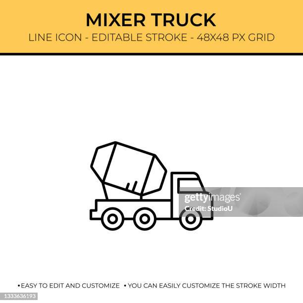 mixer truck line icon - mixer stock illustrations