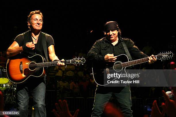 Bruce Springsteen and Steven Van Zandt of the E Street Band perform at the Philips Arena on April 26, 2009 in Atlanta, Georgia.