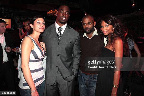Justin Tuck, Chaka Wilson and guests attend Tuck's R.U.S.H. For Literacy inaugural year celebration at Pink Elephant on March 11, 2009 in New York...