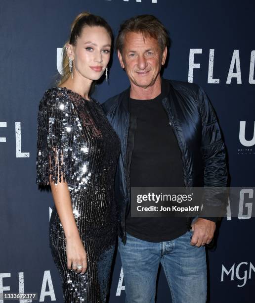 Dylan Penn and Sean Penn attend a special screening of Sean Penn's "Flag Day" at The Directors Guild of America on August 11, 2021 in Los Angeles,...