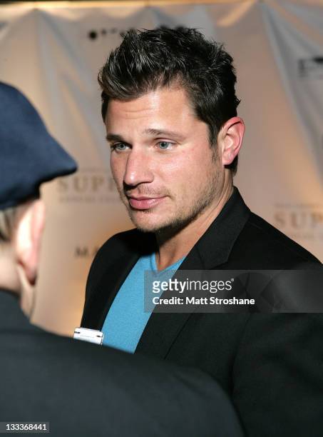 Singer Nick Lachey arrives at the Super Skins Kickoff Party hosted by Nick Lachey and Jimmie Johnson at the Hula Bay Club on January 30, 2009 in...