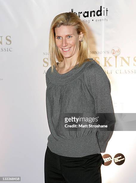 Racquetball Player Rhonda Rajsich arrives at the Super Skins Kickoff Party hosted by Nick Lachey and Jimmie Johnson at the Hula Bay Club on January...