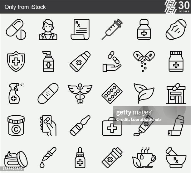 pharmacy , medical line icons - alternative medicine stock illustrations