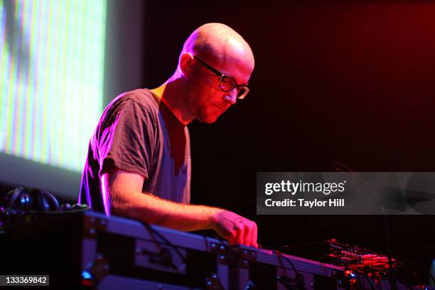 Moby DJs at the "Change? Let's Start with Dancing..." Inaugural Kickoff party at the 9:30 Club on January 18, 2009 in Washington, DC.
