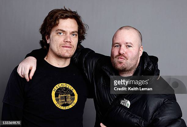 Actor Michael Shannon and writer/director Noah Buschel poses for a portrait during the 2009 Sundance Film Festival held at the Film Lounge Media...