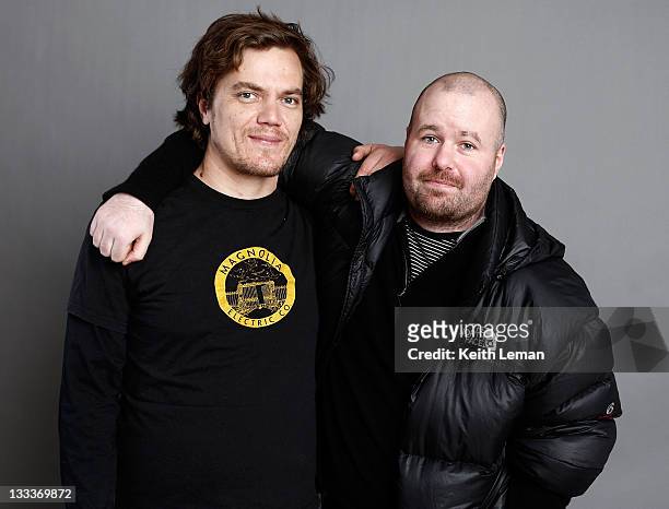Actor Michael Shannon and writer/director Noah Buschel pose for a portrait during the 2009 Sundance Film Festival held at the Film Lounge Media...