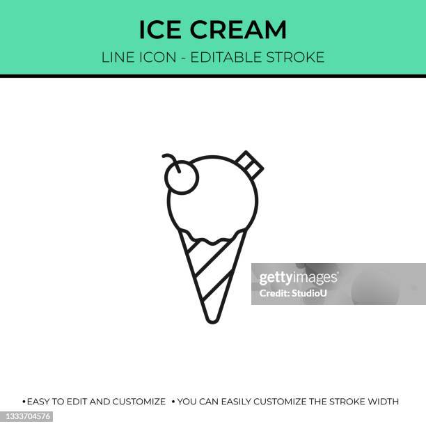 ice cream single line icon - vanilla cake stock illustrations
