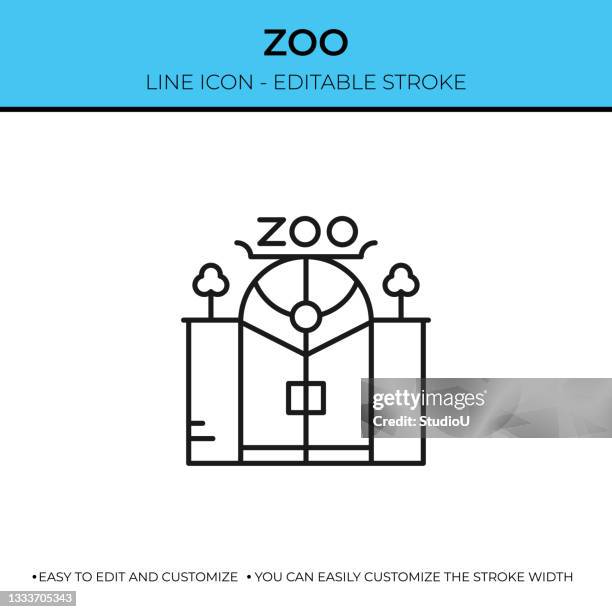 ilustraciones, imágenes clip art, dibujos animados e iconos de stock de icono de una sola línea del zoo - zoo