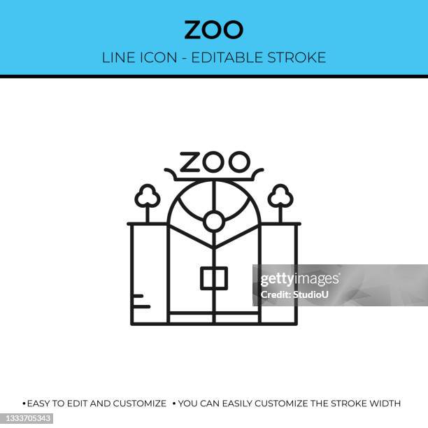 stockillustraties, clipart, cartoons en iconen met zoo single line icon - dierentuin