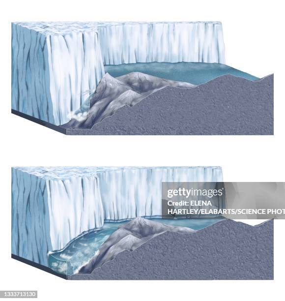 illustrations, cliparts, dessins animés et icônes de ice dam failure, illustration - glacier