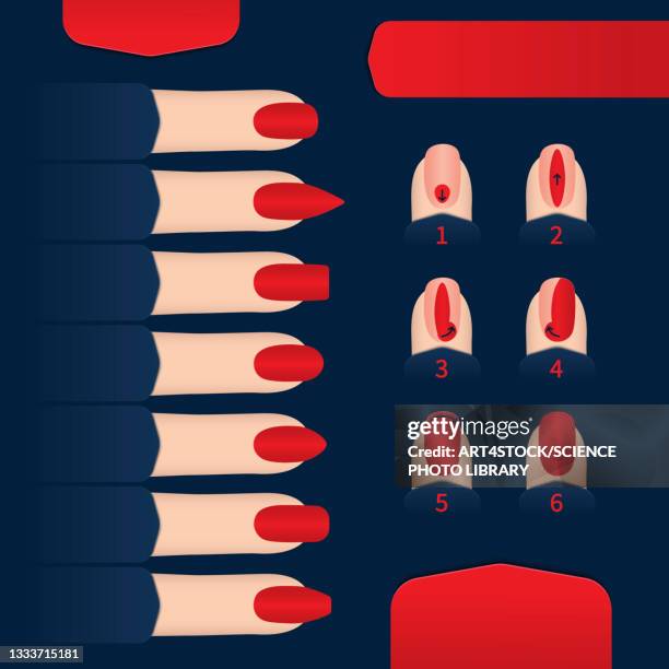 nail shapes, illustration - painted nails stock illustrations