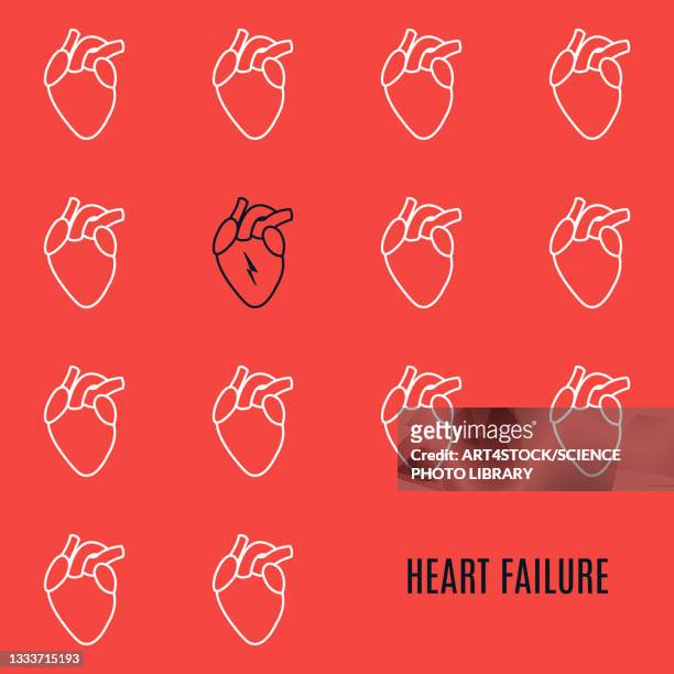 heart failure, conceptual illustration - pulse trace stock illustrations stock-grafiken, -clipart, -cartoons und -symbole