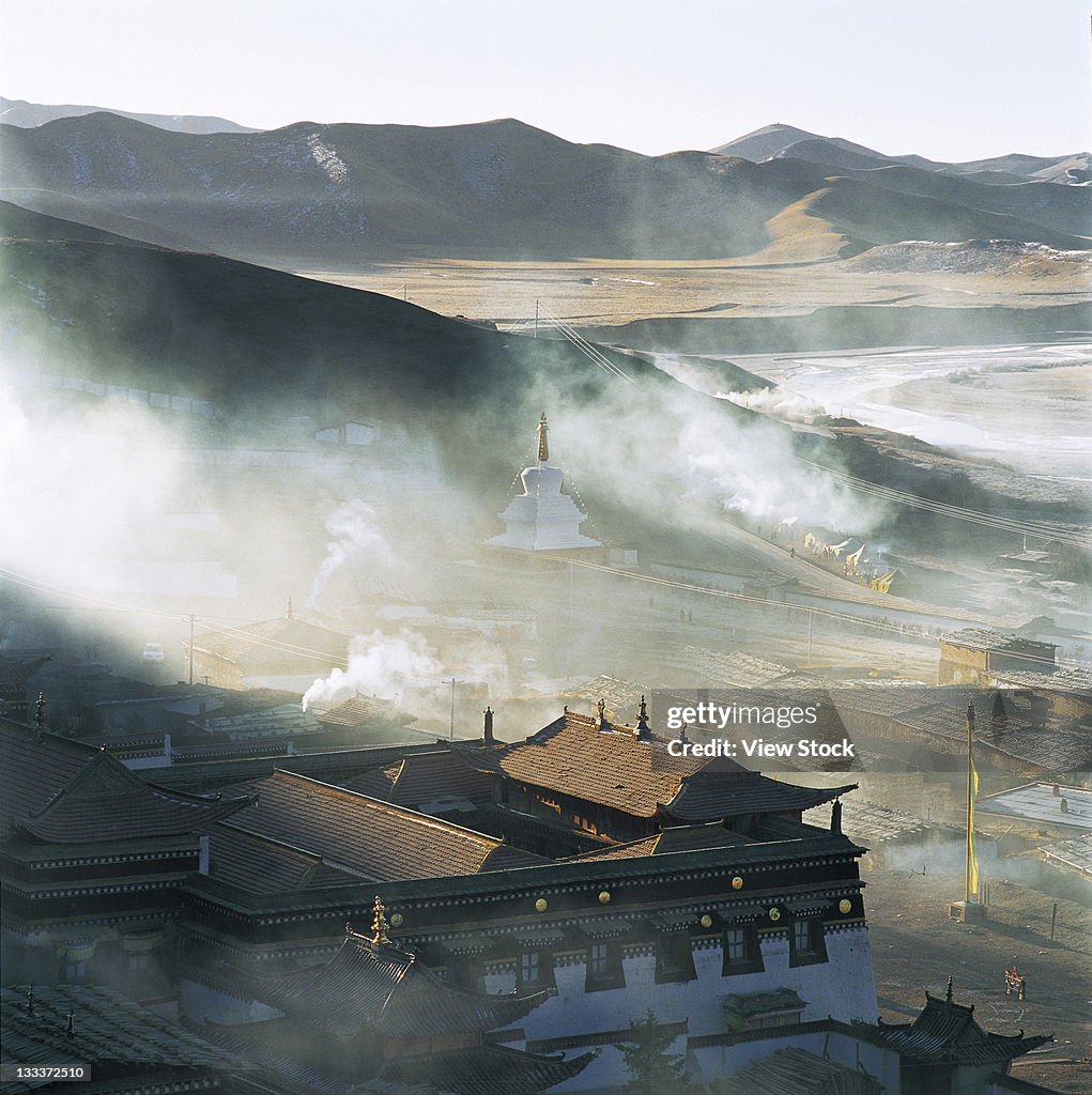 Temple by Yellow River,Tangke,Sichuan,China