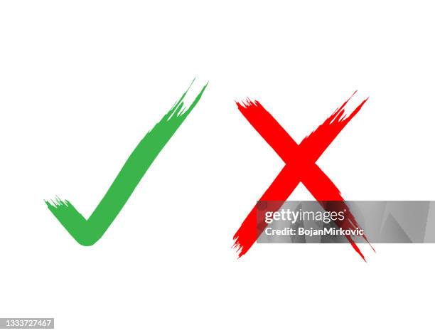 häkchen und kreuzmarkierung. ja und nein symbol. vektor - exakt stock-grafiken, -clipart, -cartoons und -symbole