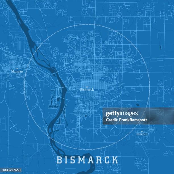 bismarck nd city vector straßenkarte blauer text - bismarck north dakota stock-grafiken, -clipart, -cartoons und -symbole