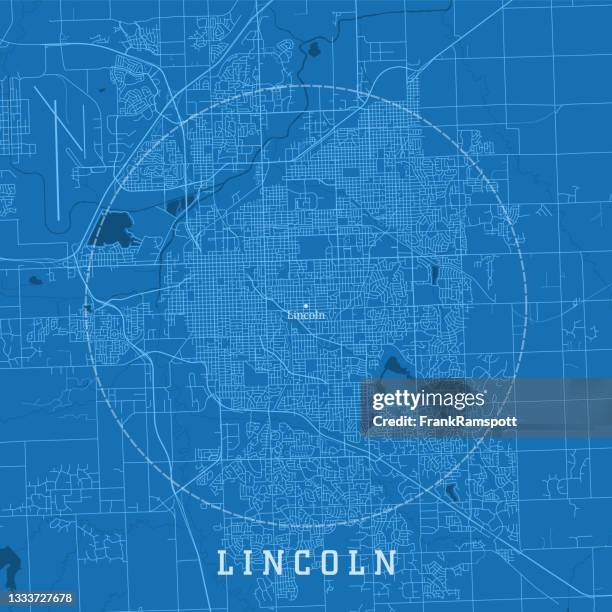 bildbanksillustrationer, clip art samt tecknat material och ikoner med lincoln ne city vector road map blue text - lincoln nebraska