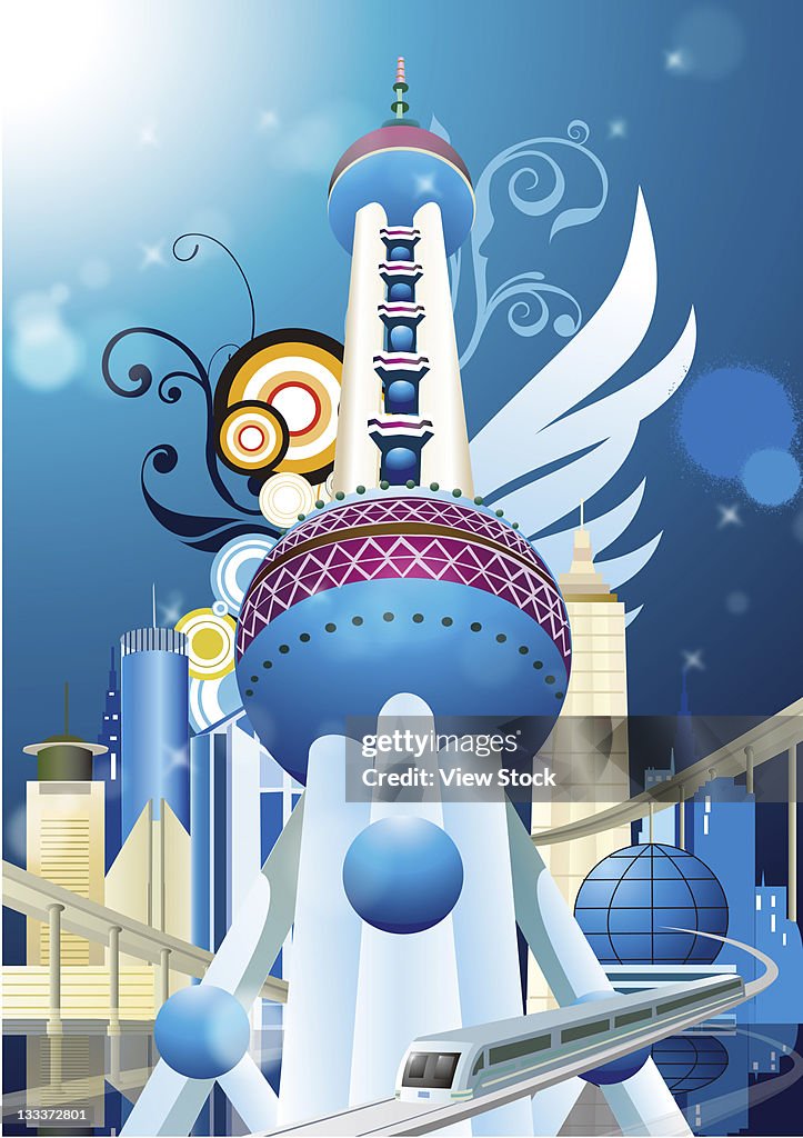 Oriental pearl tower,illustration