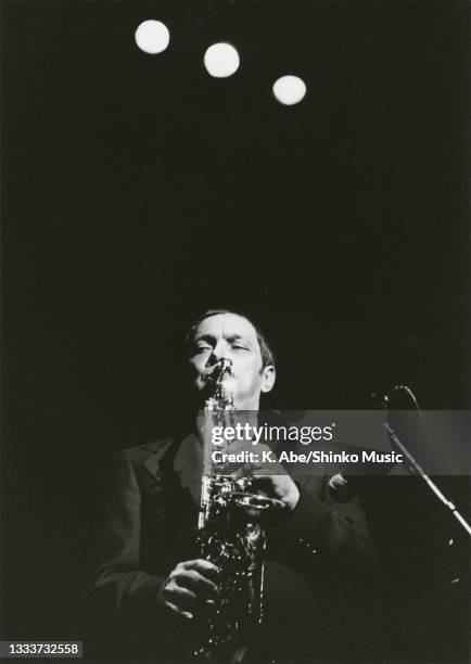 Art Pepper plays Alto Saxophone at Yubin Chokin Hall, Tokyo, Japan, 1 April 1977.