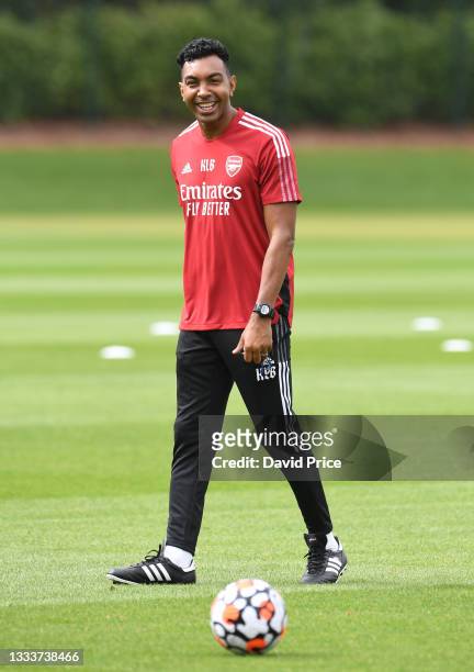 Kevin Betsy Arsenal U23 Head Coach during the Arsenal U23 training session at London Colney on August 12, 2021 in St Albans, England.