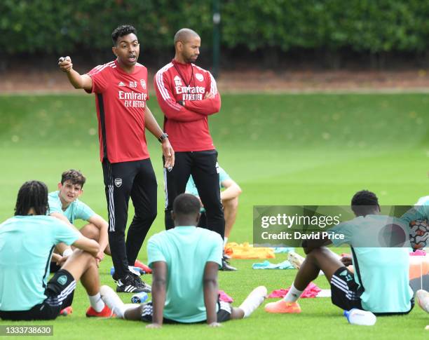 Kevin Betsy Arsenal U23 Head Coach during the Arsenal U23 training session at London Colney on August 12, 2021 in St Albans, England.