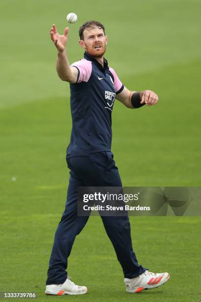 James Harris of Middlesex during the Royal London Cup match between Sussex Sharks and Middlesex at The 1st Central County Ground on August 12, 2021...