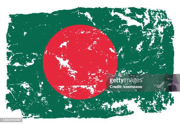 grunge styled flag of bangladesh - flag of bangladesh 幅插畫檔、美工圖案、卡通及圖標