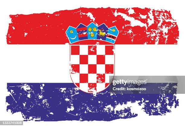 illustrazioni stock, clip art, cartoni animati e icone di tendenza di bandiera della croazia in stile grunge - croatian flag