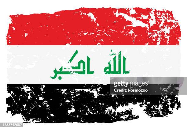 bildbanksillustrationer, clip art samt tecknat material och ikoner med grunge styled flag of iraq - iraks flagga