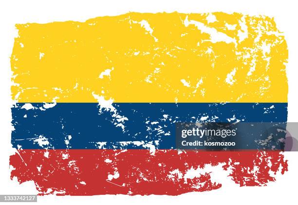 grunge styled flag of colombia - colombia stock illustrations