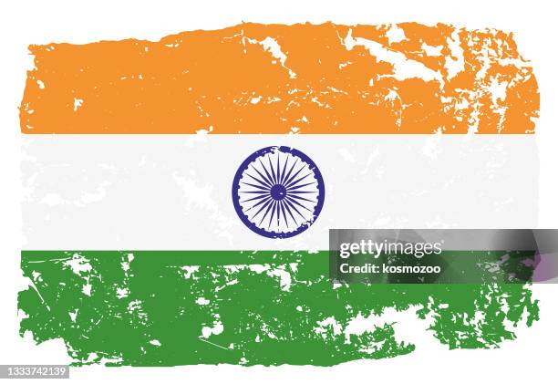 grunge styled flag of india - india flag stock illustrations