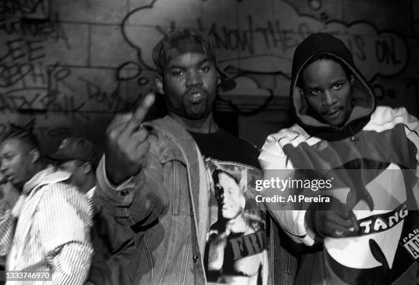 Rappers Raekwon and 12 O' Clock of The Wu-Tang Clan appear on stage during "C.R.E.A.M." performed at The Theater at Madison Square Garden during The...