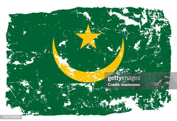 ilustraciones, imágenes clip art, dibujos animados e iconos de stock de bandera de estilo grunge de mauritania - mauritania flag