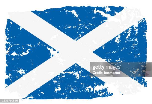 grunge styled flag of scotland - scotland flag stock illustrations