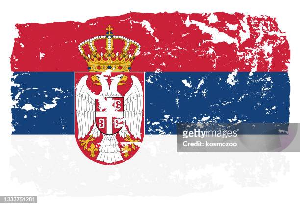 grunge styled flag of serbia - serbian flag stock illustrations