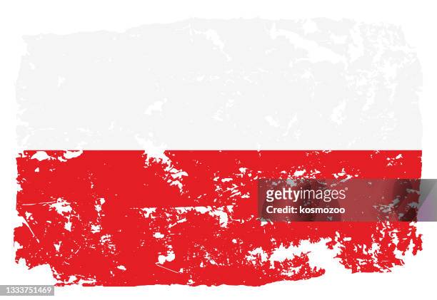 illustrazioni stock, clip art, cartoni animati e icone di tendenza di bandiera della polonia in stile grunge - polonia bandiera