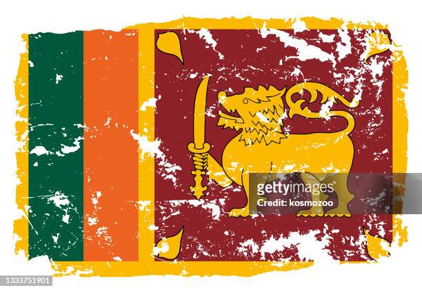 grunge styled flag of sri lanka - sri lankan flag stock illustrations