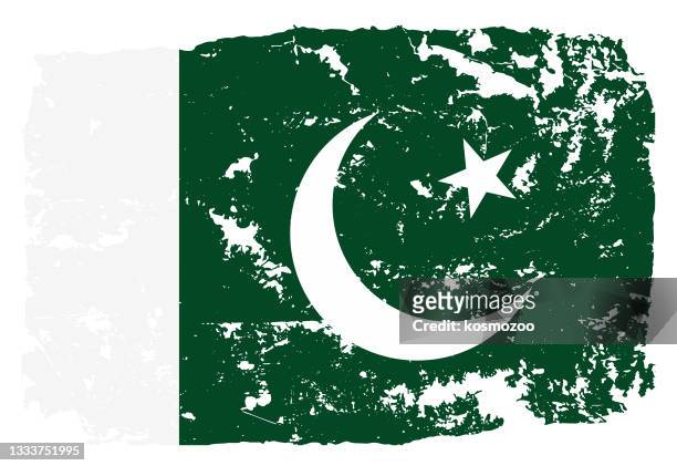 ilustraciones, imágenes clip art, dibujos animados e iconos de stock de bandera de estilo grunge de pakistán - pakistán