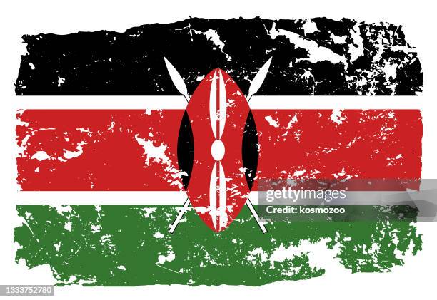 grunge styled flag of kenya - kenya flag stock illustrations