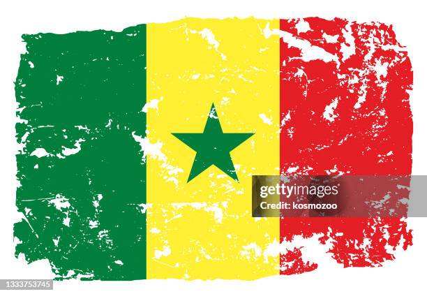 ilustraciones, imágenes clip art, dibujos animados e iconos de stock de bandera de estilo grunge de senegal - senegal