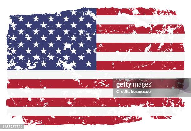 stockillustraties, clipart, cartoons en iconen met grunge styled flag of united states - stars and stripes