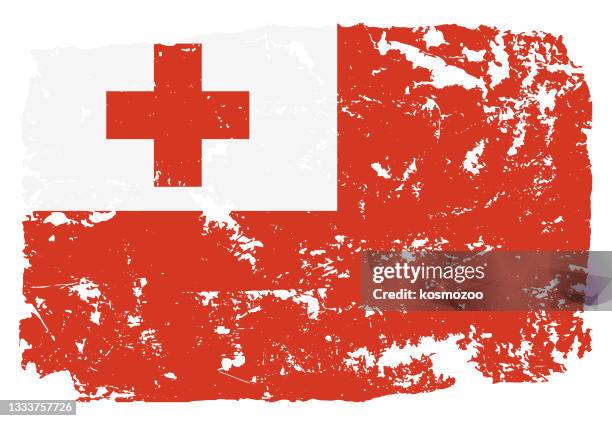 grunge styled flag of tonga - tonga stock illustrations