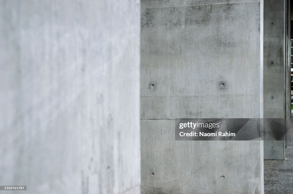 Modern gray off-form concrete walls on office building
