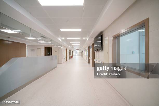 diminishing perspective view of the corridor of a hospital ward - workplace hygiene stock pictures, royalty-free photos & images