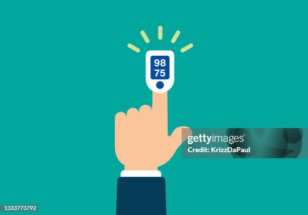 oximeter on finger - pulse oximeter stock illustrations